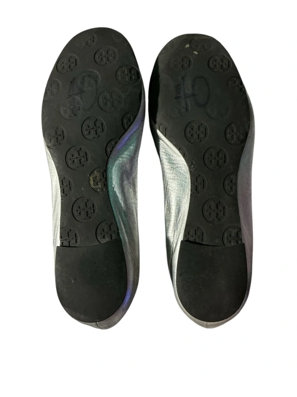 Tory Burch Metallic Silver Flats